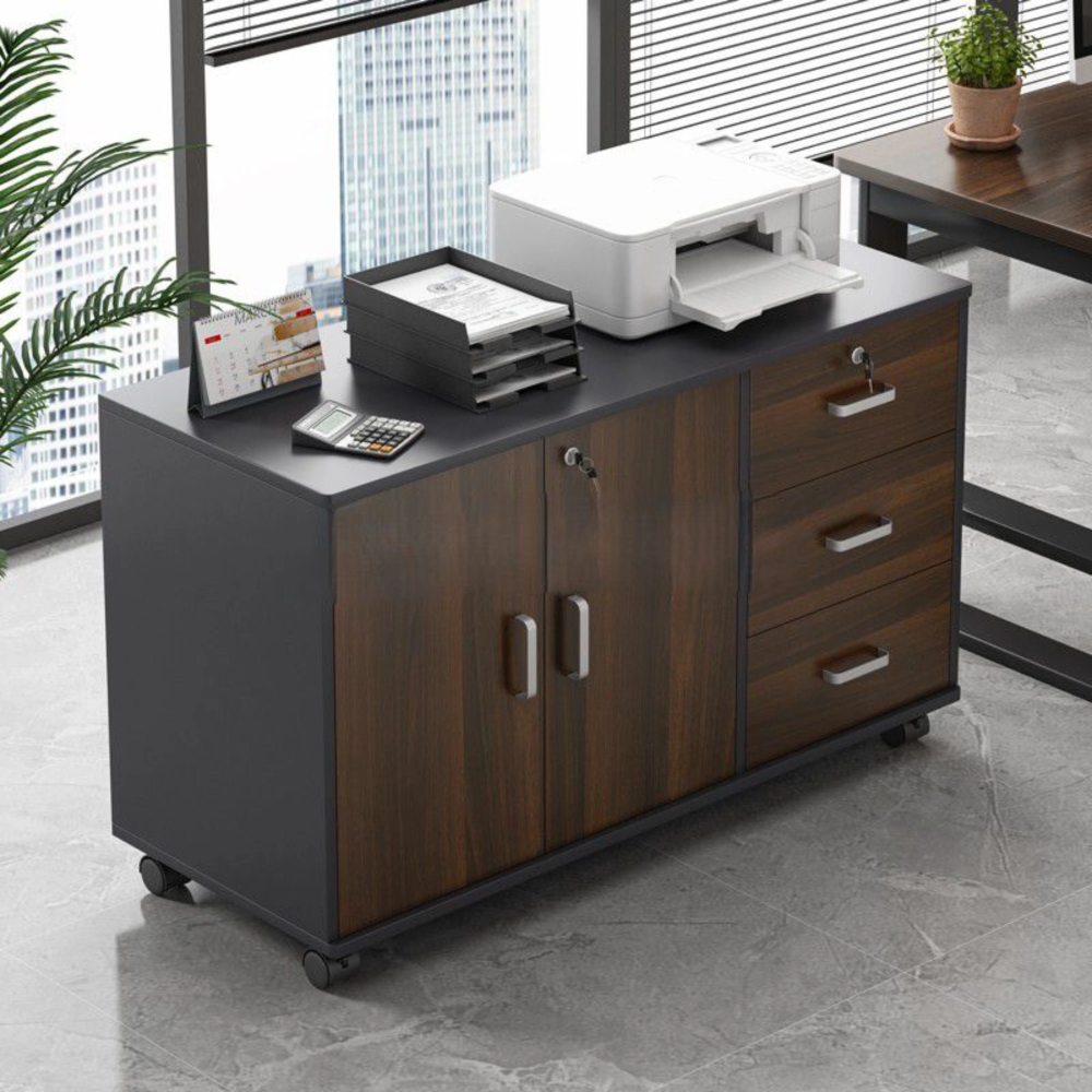 שידה מעוצבת למשרד צבע עץ שחור דגם Rosso Italy RSM-3147 - יבואן רשמי