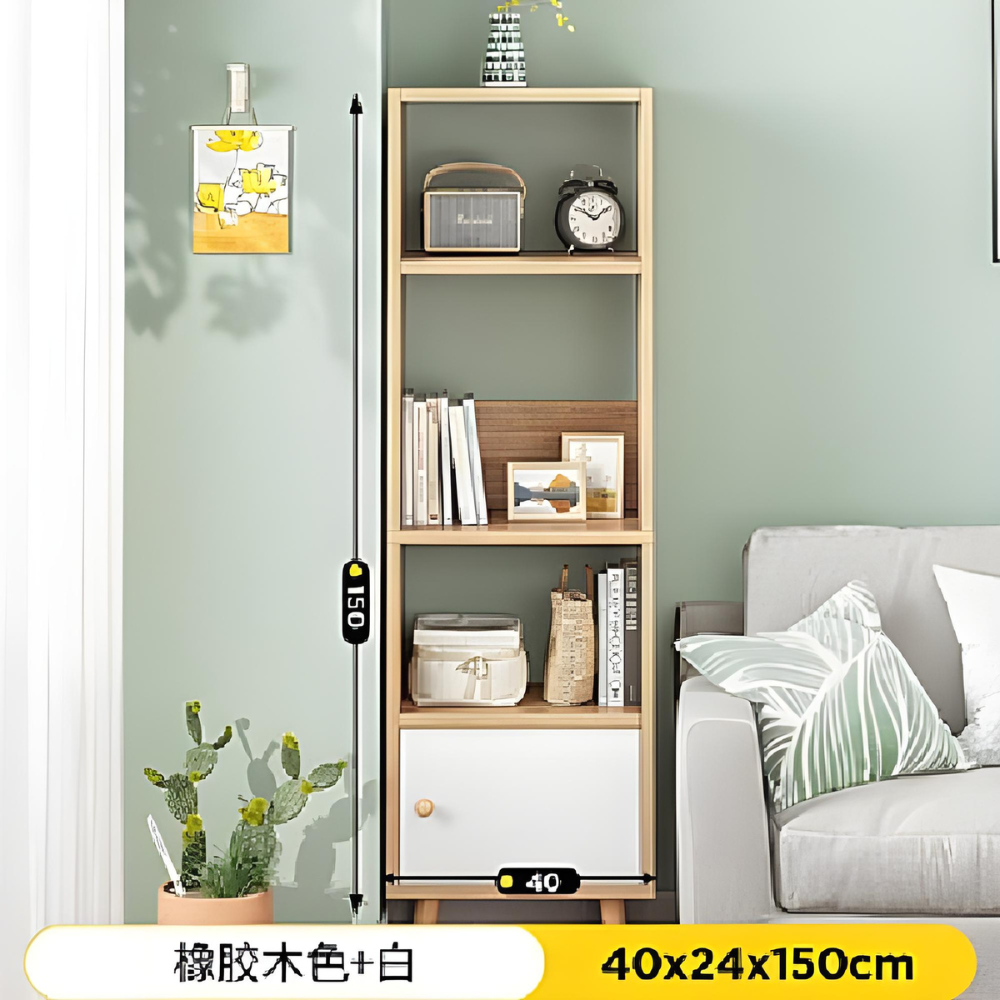 ספרייה מעוצבת בגובה 150 ס"מ Rosso Italy RSM-2092 בצבע עץ בשילוב לבן - יבואן רשמי