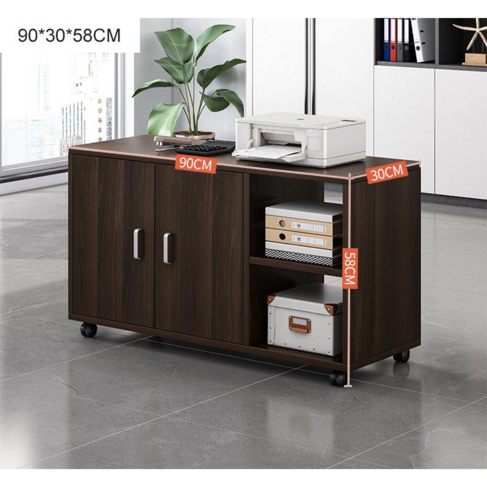 שידה משרדית שימושית 90 ס"מ צבע עץ בשילוב שחור דגם Rosso Italy RSM-3148 - יבואן רשמי