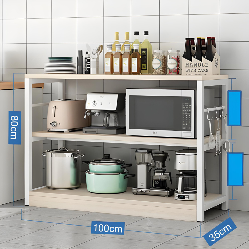 ספרייה מעוצבת ברוחב מטר Rosso Italy RSM-2100 בצבע לבן בשילוב עץ - יבואן רשמי