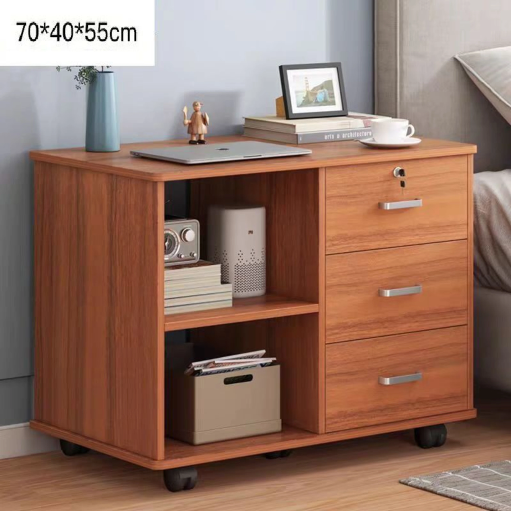 שידה משרדית עם מגירות ומנעול 70 ס"מ צבע עץ דגם Rosso Italy RSM-3150 - יבואן רשמי