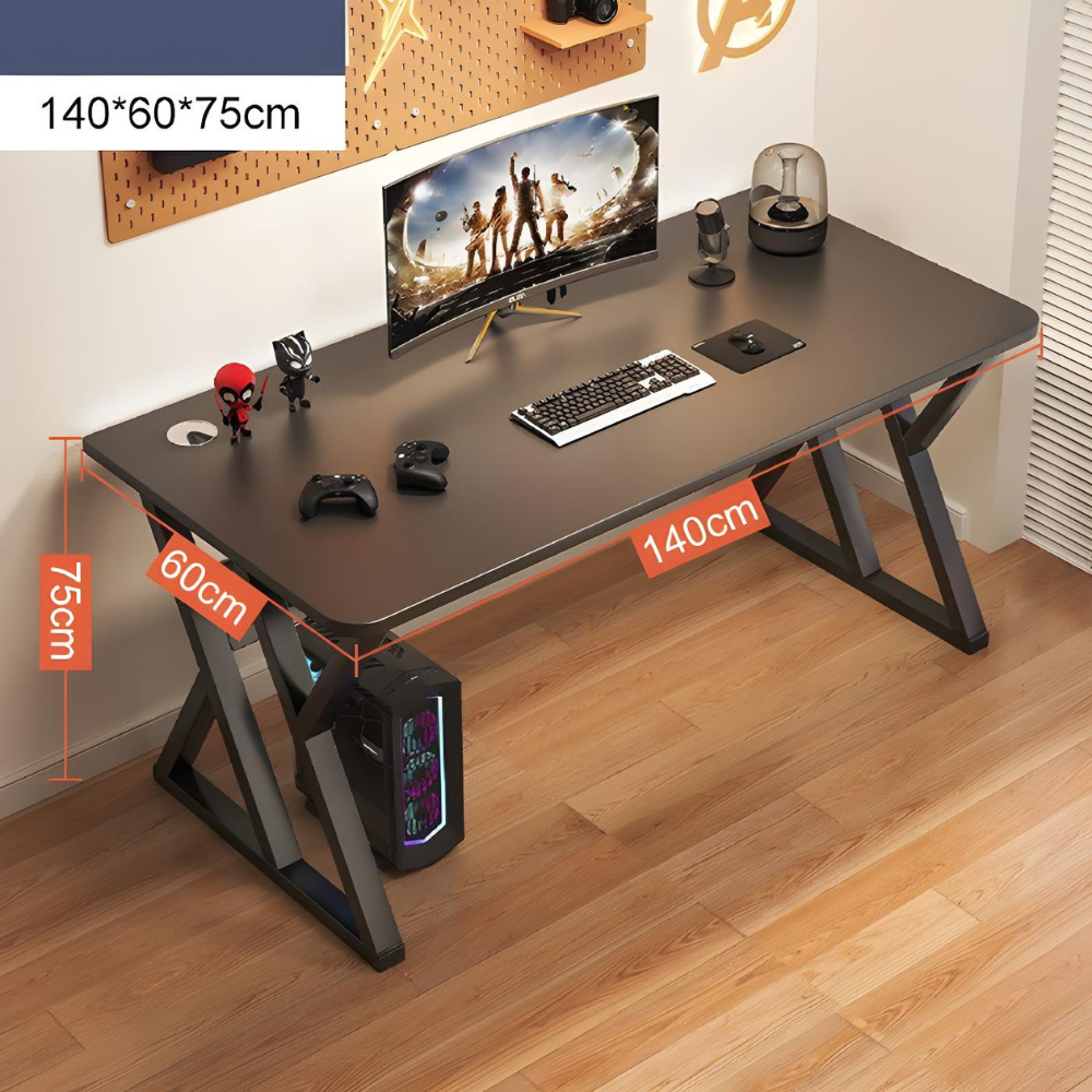 סט שולחן גיימר מחשב כתיבה רוחב ענק 140 ס"מ דגם RSM-2028 שחור וכסא מחשב אורטופדי דגם MSH-10-6 שחור ROSSO ITALY - יבואן רשמי