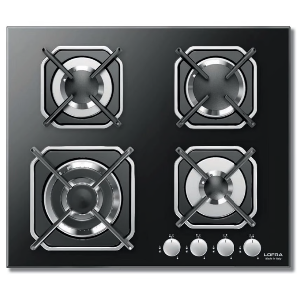 כיריים 60 ס''מ זכוכית שחור כפתורים בחזית LOFRA HGN6G0 - יבואן רשמי