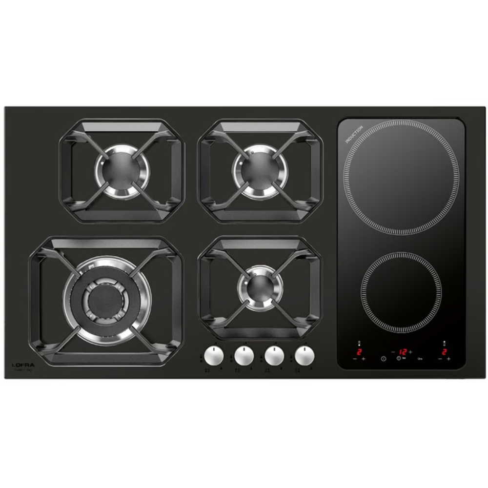 כיריים 4 גז 2 רינדוקציה שחור פחם דגם LOFRA HLNM9G2I - יבואן רשמי