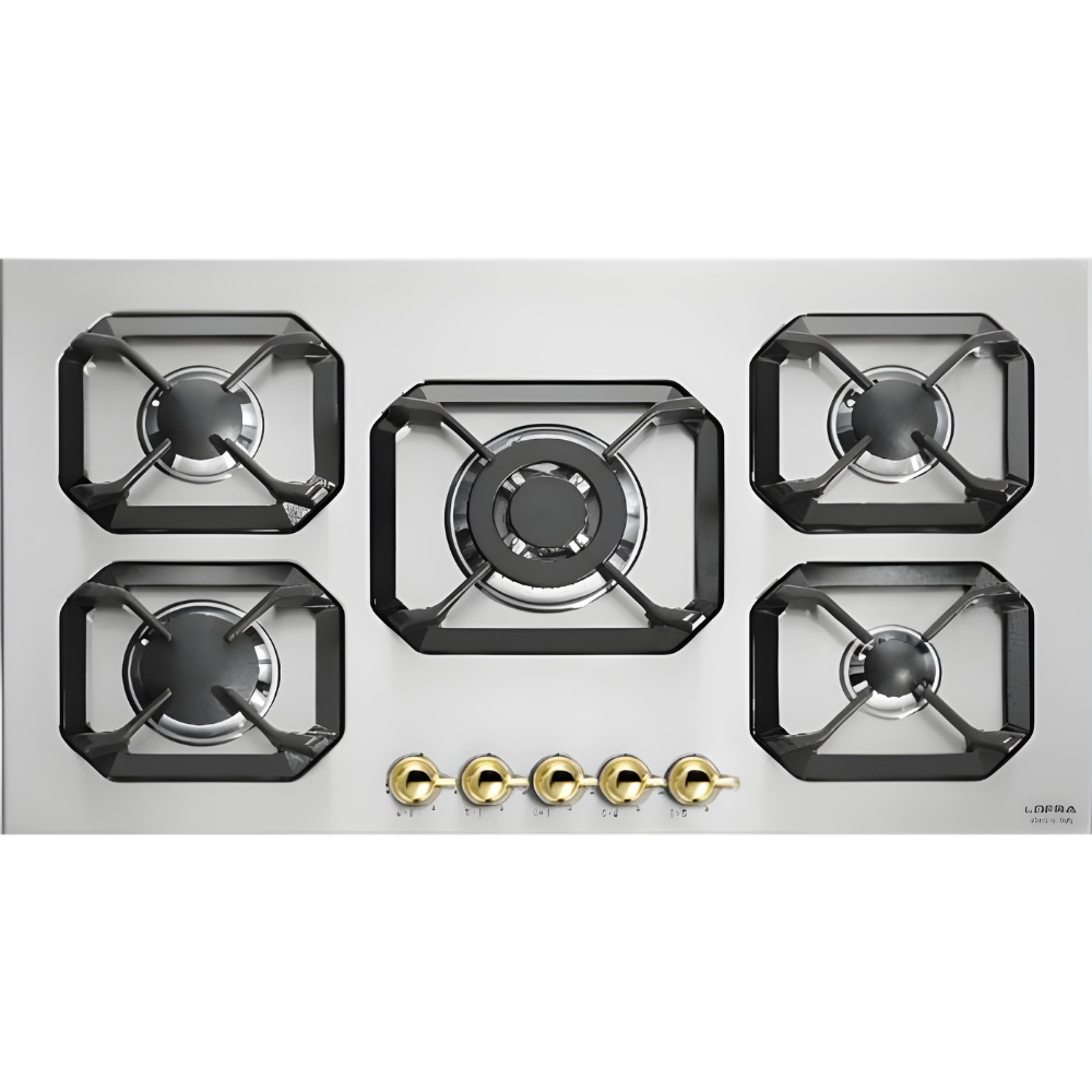 כיריים גז 5 להבות 90 ס''מ Lofra HRS9A0 תוצרת איטליה - צבע כסוף עם פירזול זהב אחריות - יבואן הרשמי