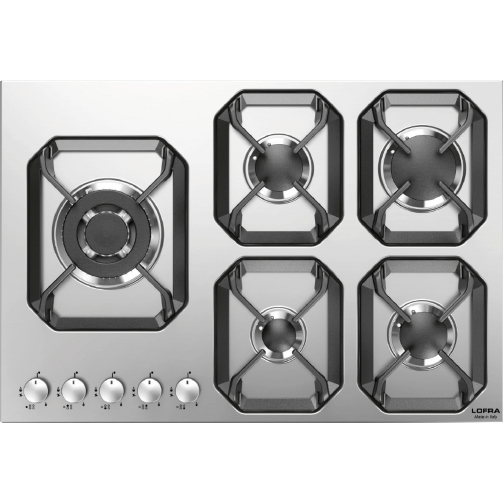 כיריים גז 5 להבות 75 ס''מ Lofra HLS7BO תוצרת איטליה - צבע נירוסטה אחריות ע"י היבואן הרשמי