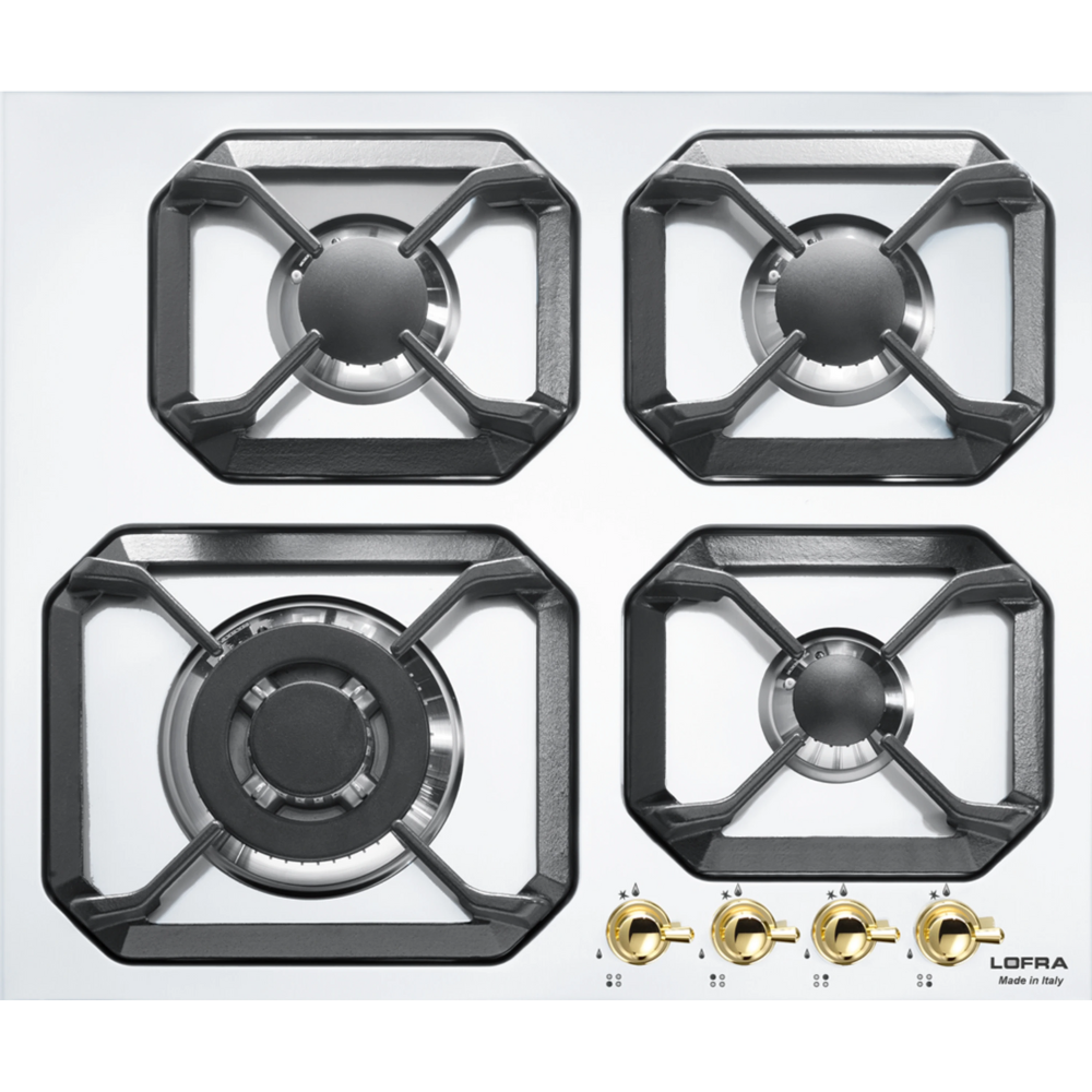 כיריים גז 4 להבות 60 ס''מ בעיצוב כפרי Lofra HRBP6G0-Gold - צבע לבן עם פרזול זהב אחריות ע"י היבואן הרשמי