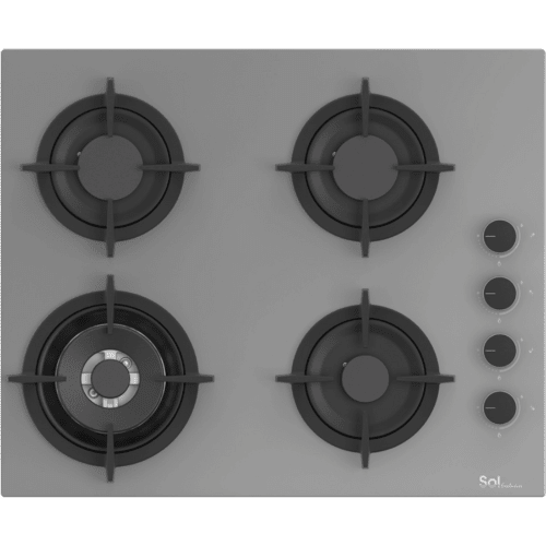 כיריים גז 4 להבות Sol S6GGW-854 - גימור זכוכית אפורה - K.B.V