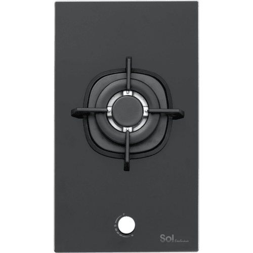 כיריים גז דומינו להבה אחת Sol F3GBCT-535 - גימור זכוכית שחורה - K.B.V
