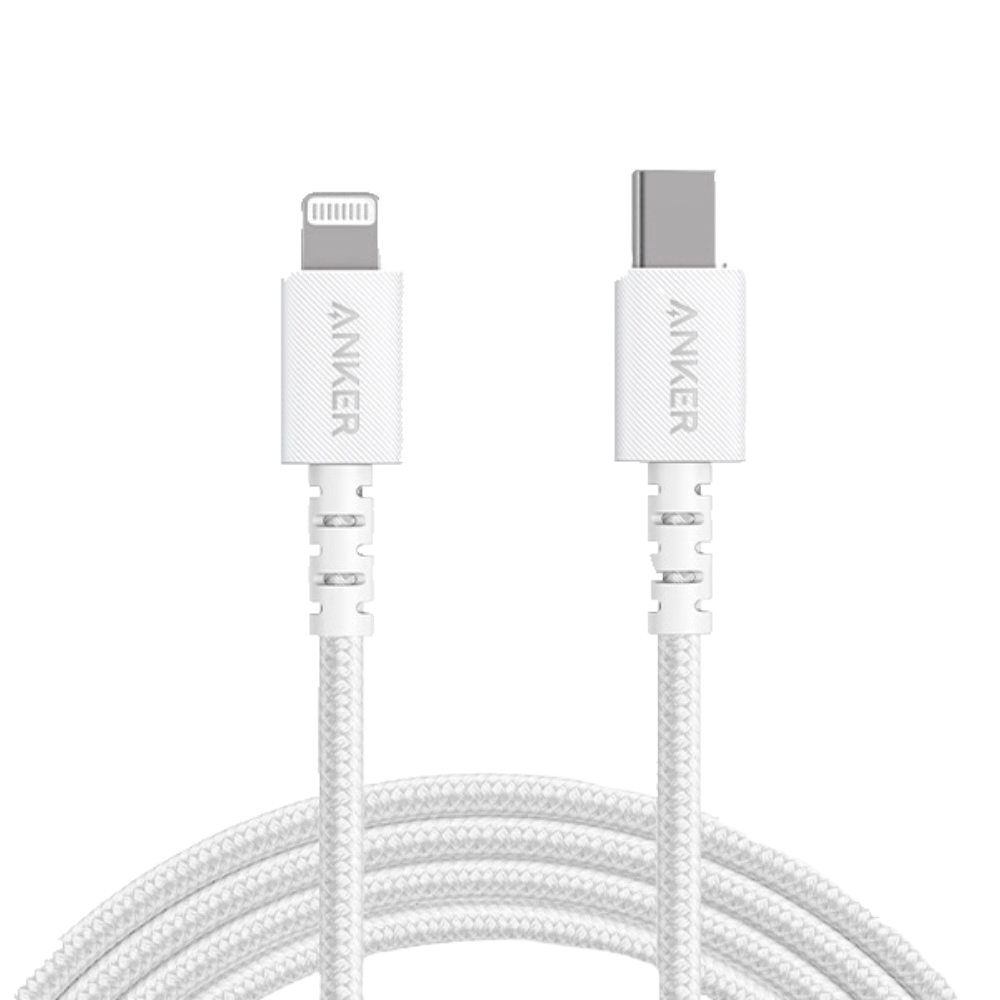 כבל 1 מטר לאייפון Anker Powerline Select MFI PD C-L - צבע לבן שנה אחריות ע"י - יבואן הרשמי