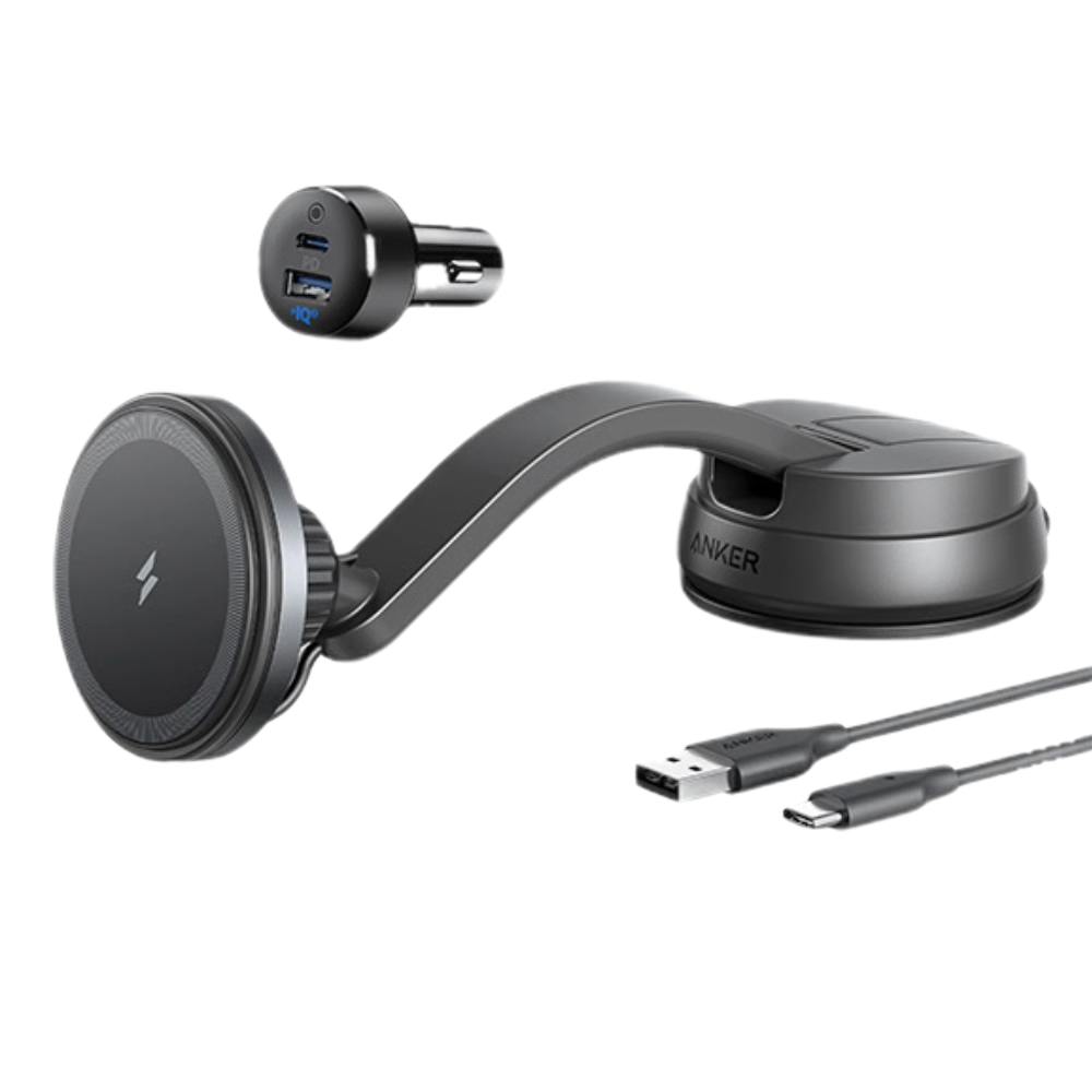 מעמד לרכב Anker Power Bank Magnetic Wireless Charger 613 - צבע שחור שנה אחריות ע"י - יבואן הרשמי