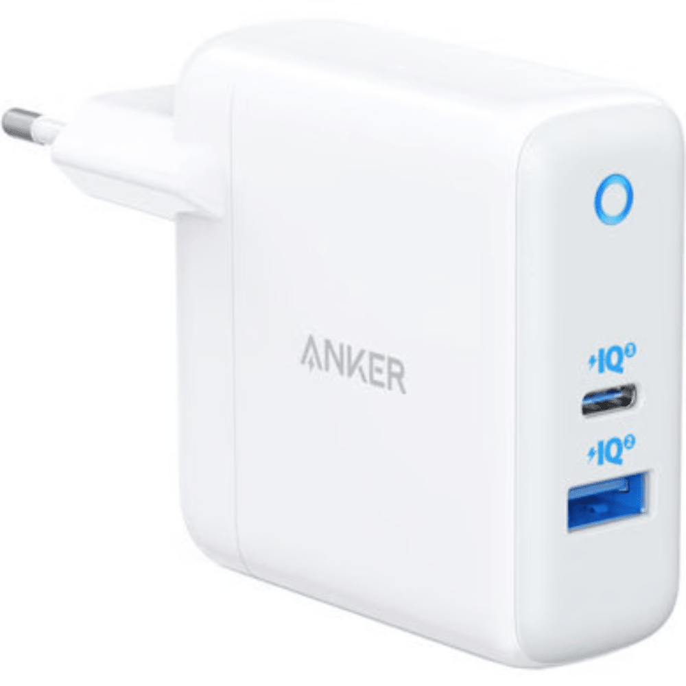 מטען קיר Anker PowerPort 60W Two Ports - צבע לבן - K.B.V