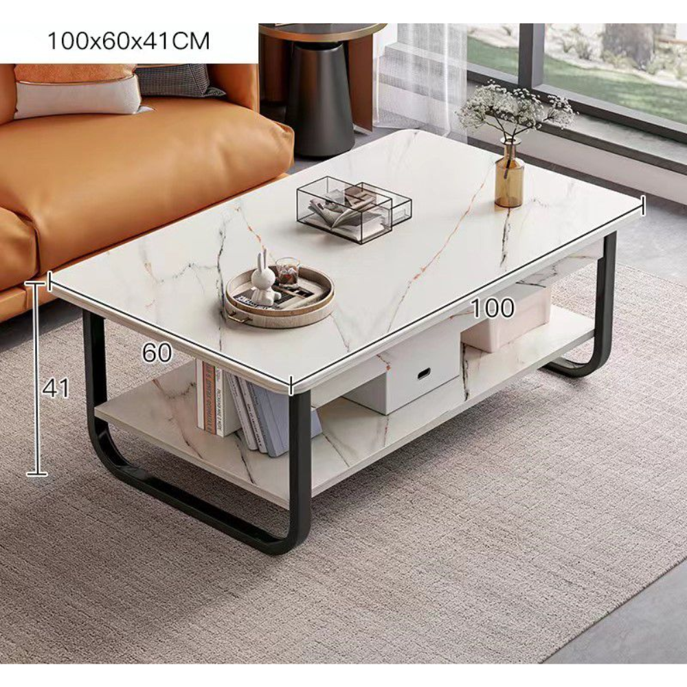 שולחן סלון פינת קפה יוקרתי 100 ס"מ דגם RSM-2112 צבע שחור לבן מבית Rosso italy - יבואן רשמי