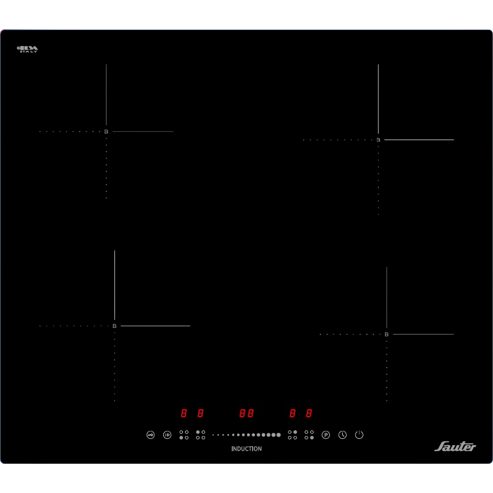 כיריים אינדוקציה 4 מוקדי בישול 60 ס"מ Sauter SHI6110 - חד פאזי - גימור זכוכית שחורה אחריות ע"י - יבואן הרשמי