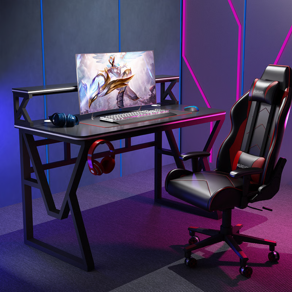 שולחן מחשב ענק עם מדפים דגם RSM-1062 רוחב 1.2 מטר צבע שחור ROSSO ITALY - יבואן רשמי