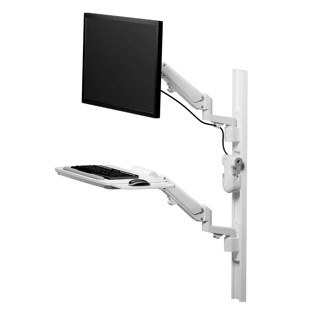 עמדת עבודה רפואית כפולה עם זרוע למסך מחשב וזרוע למקלדת ועכבר Lumi Legend / Brateck MED02-2 - יבואן רשמי