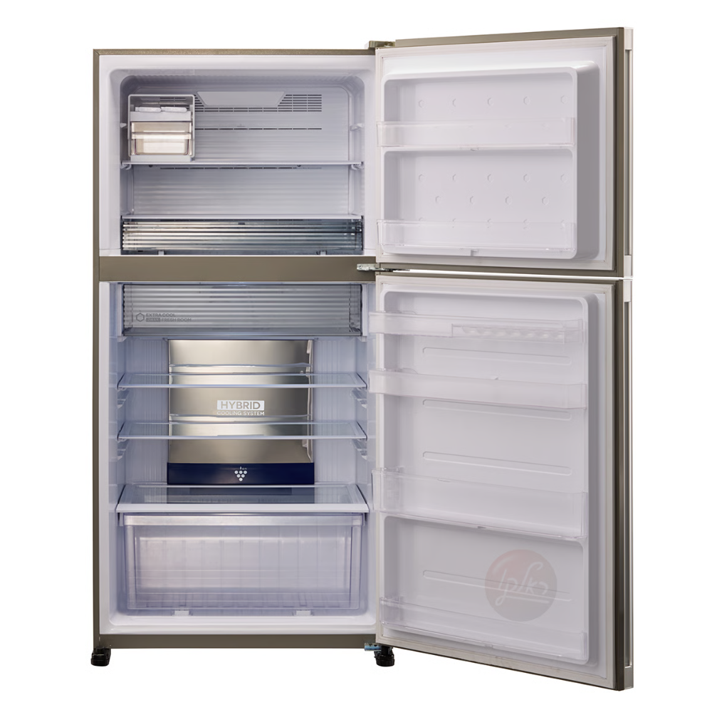 מקרר מקפיא עליון 600 ליטר נטו Sharp 4660 עם התקן שבת מובנה - גימור זכוכית לבנה - יבואן רשמי