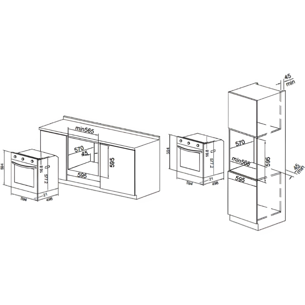 תנור בנוי 69 ליטר Sauter Cuisine 5010B - גימור שחור אחריות ע"י - יבואן הרשמי