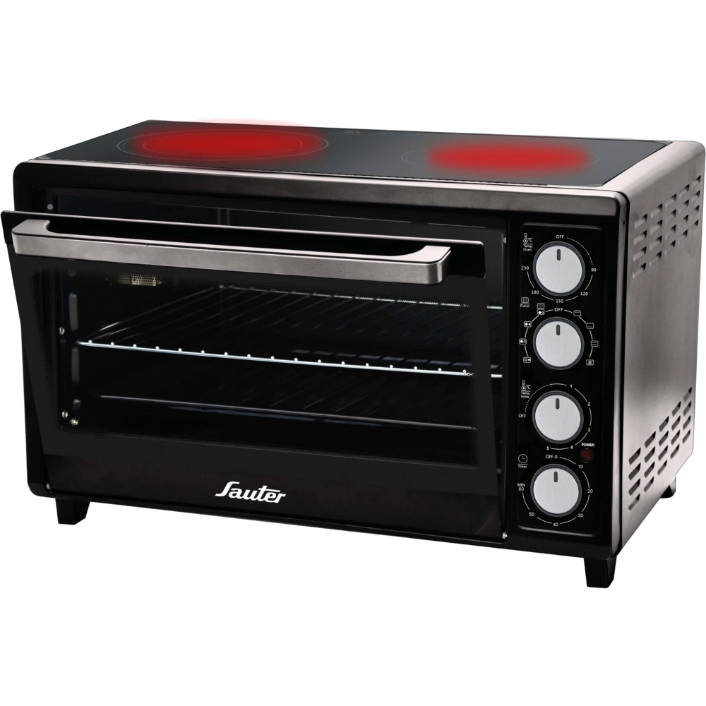 טוסטר אובן דיגיטלי משולב כיריים קרמיות 50 ליטר Sauter TOC502 - שנה אחריות ע"י - יבואן הרשמי