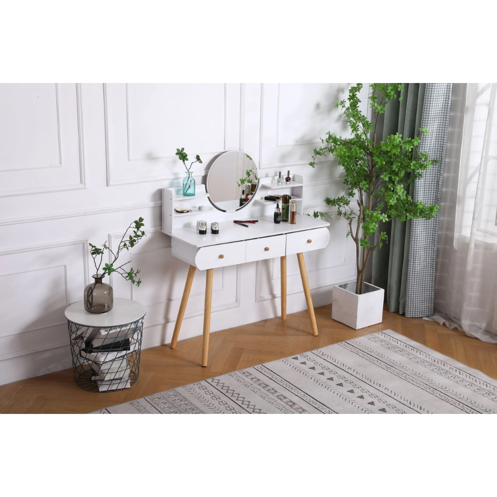 שידת איפור עם מראה דגם MSH-10-30 צבע לבן ROSSO ITALY - יבואן רשמי