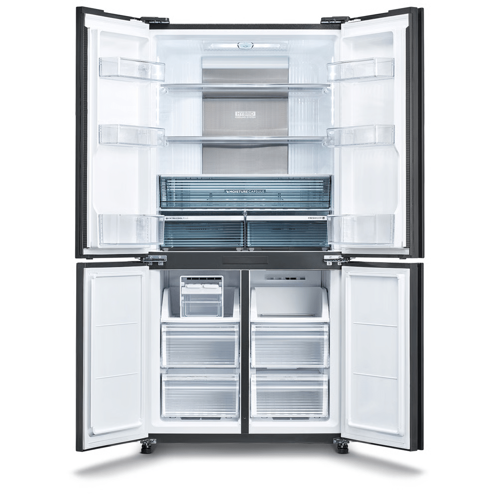 מקרר 4 דלתות מקפיא תחתון 578 ליטר נטו Sharp SJ-8950-SL - גימור נירוסטה מושחרת - K.B.V