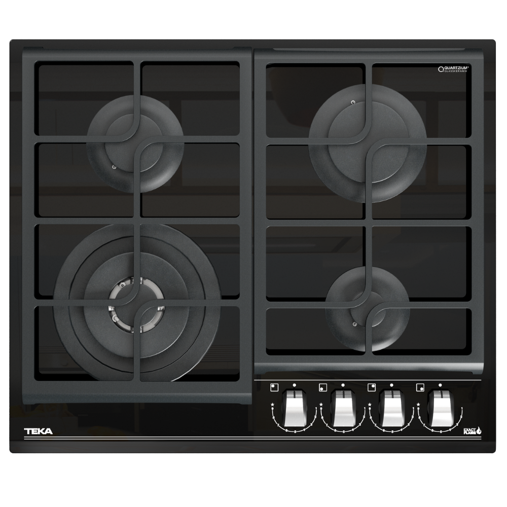 כיריים גז מזכוכית ברוחב 60 ס"מ עם פונקציית ExactFlame TEKA GZC 64320 XB - יבואן רשמי
