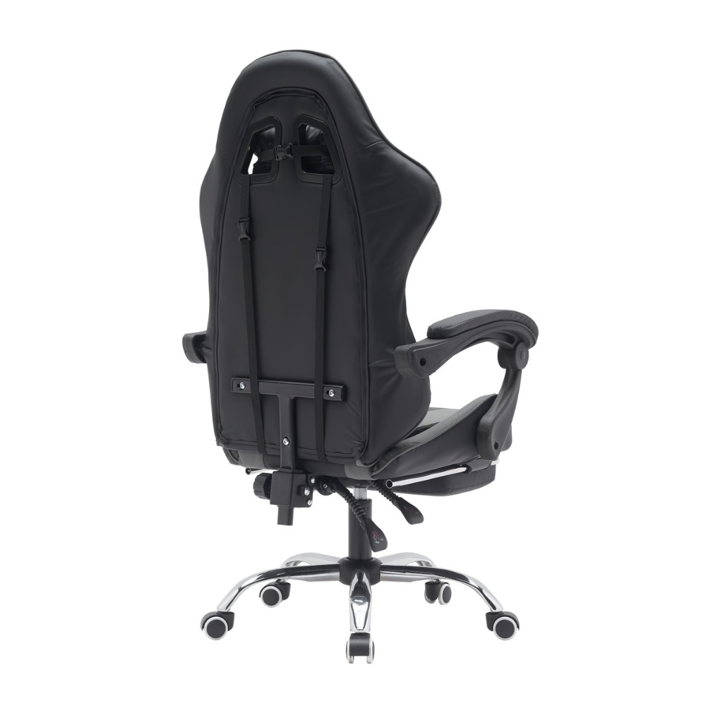 כסא גיימרים עם הדום ומסאז' רטט Rosso Italy RSM-1045 - צבע שחור ואפור - יבואן רשמי