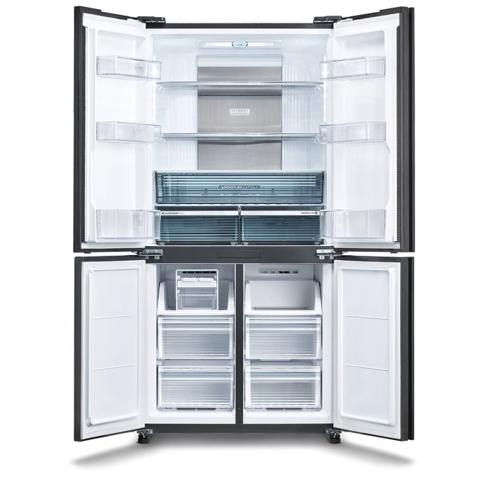 מקרר 4 דלתות מקפיא תחתון 572 ליטר נטו Sharp SJ-FFS89-BK - גימור זכוכית שחורה - יבואן רשמי