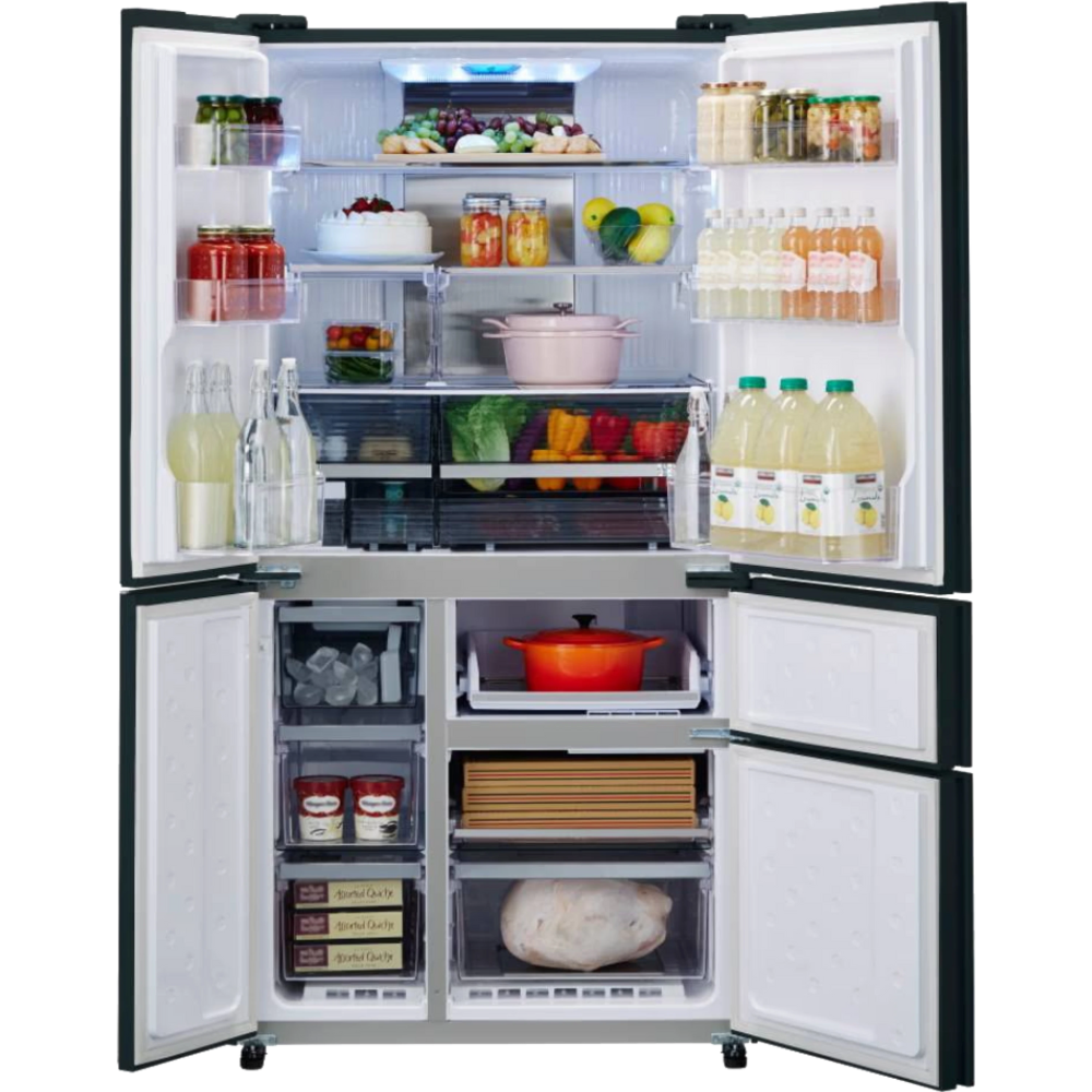 מקרר 5 דלתות 668 ליטר נטו Sharp SJ-FS920-BK - גימור זכוכית שחורה אחריות - יבואן רשמי