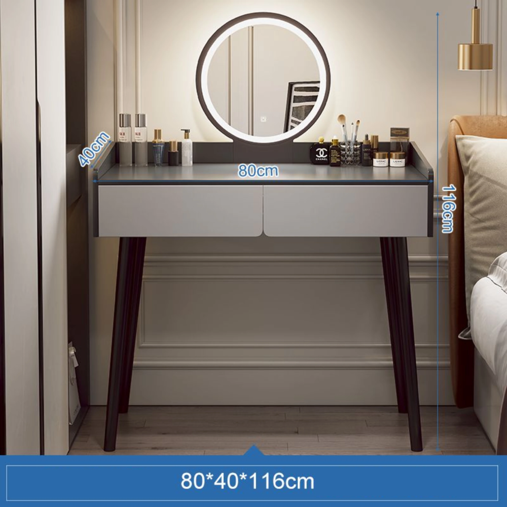 שידת איפור עם מראה כולל תאורת LED רוחב 80 ס"מ Rosso Italy RSM-2062 - צבע אפור - יבואן רשמי