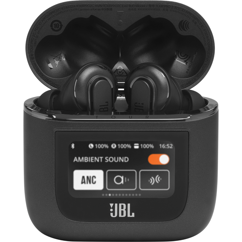 אוזניות אלחוטיות כיסוי חכם JBL Tour Pro 2 TWS ANC IPX5 - צבע שחור שנה אחריות ע"י - יבואן הרשמי