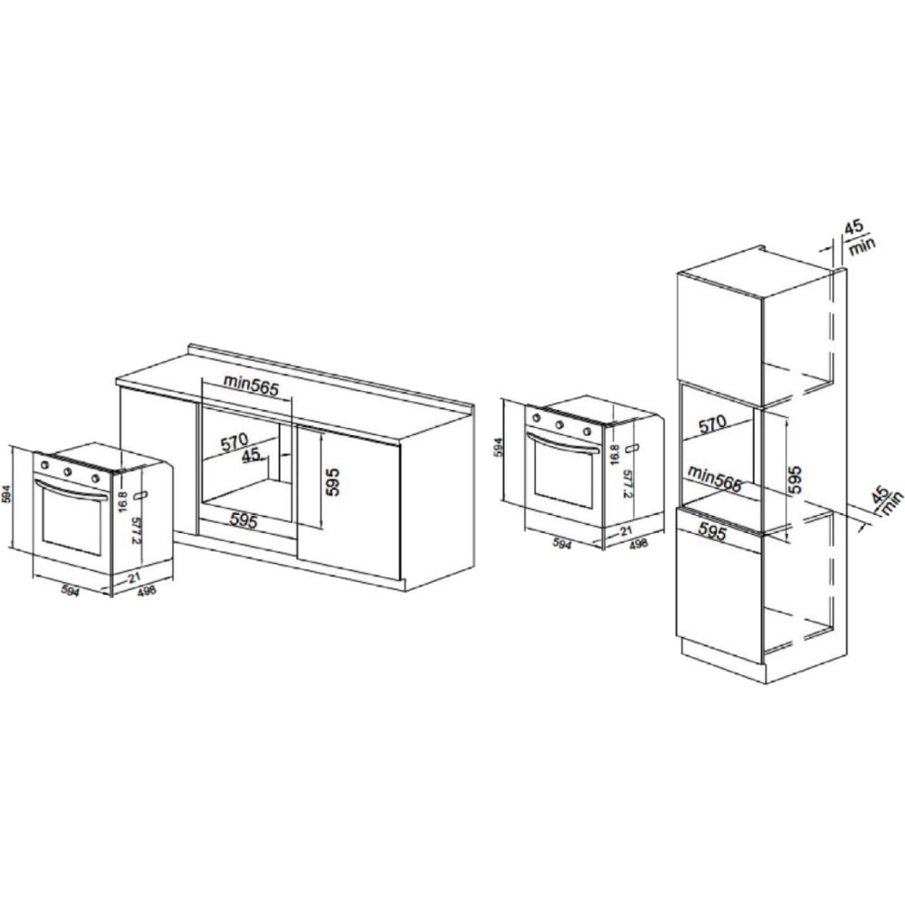 תנור בנוי 69 ליטר Sauter Cuisine 5010W - גימור לבן אחריות ע"י - יבואן הרשמי