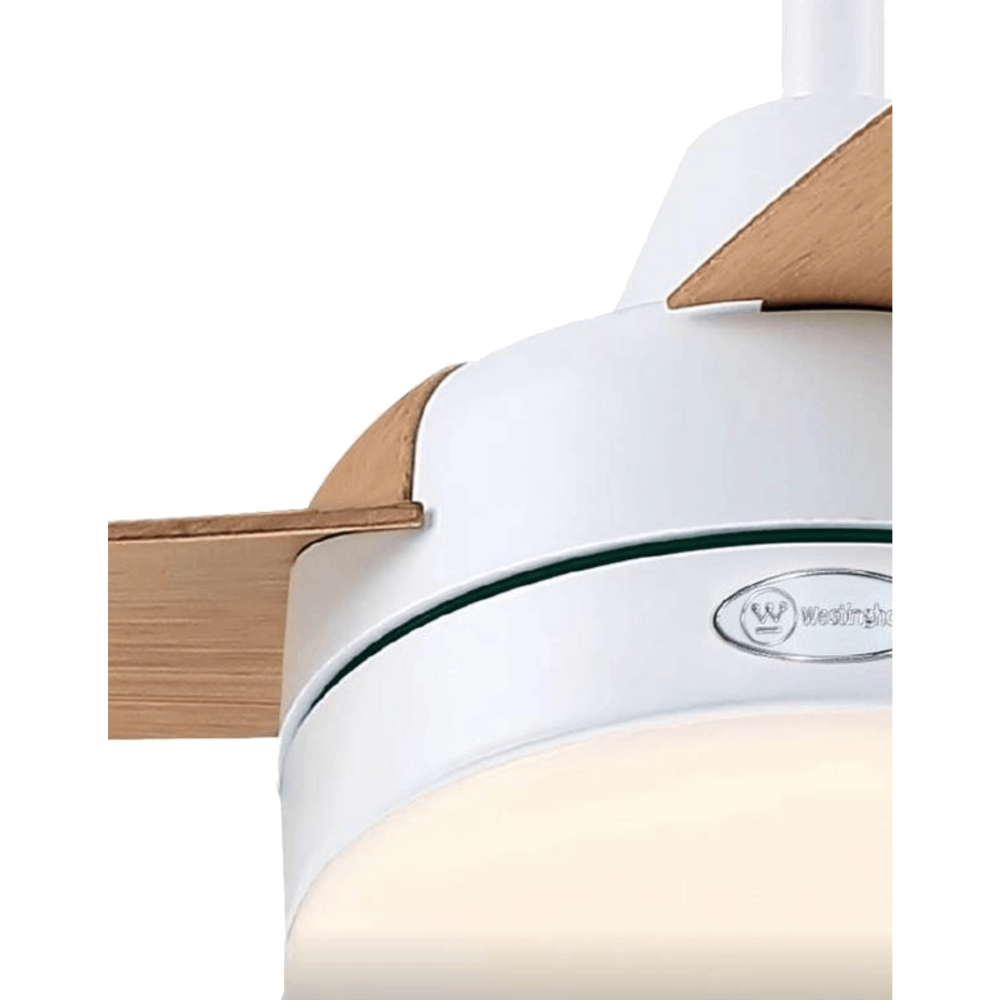 מאוורר תקרה עם שלט Westinghouse Longwood 52" CCT DC 24W - צבע לבן בשילוב עץ שנתיים אחריות ע"י - יבואן הרשמי