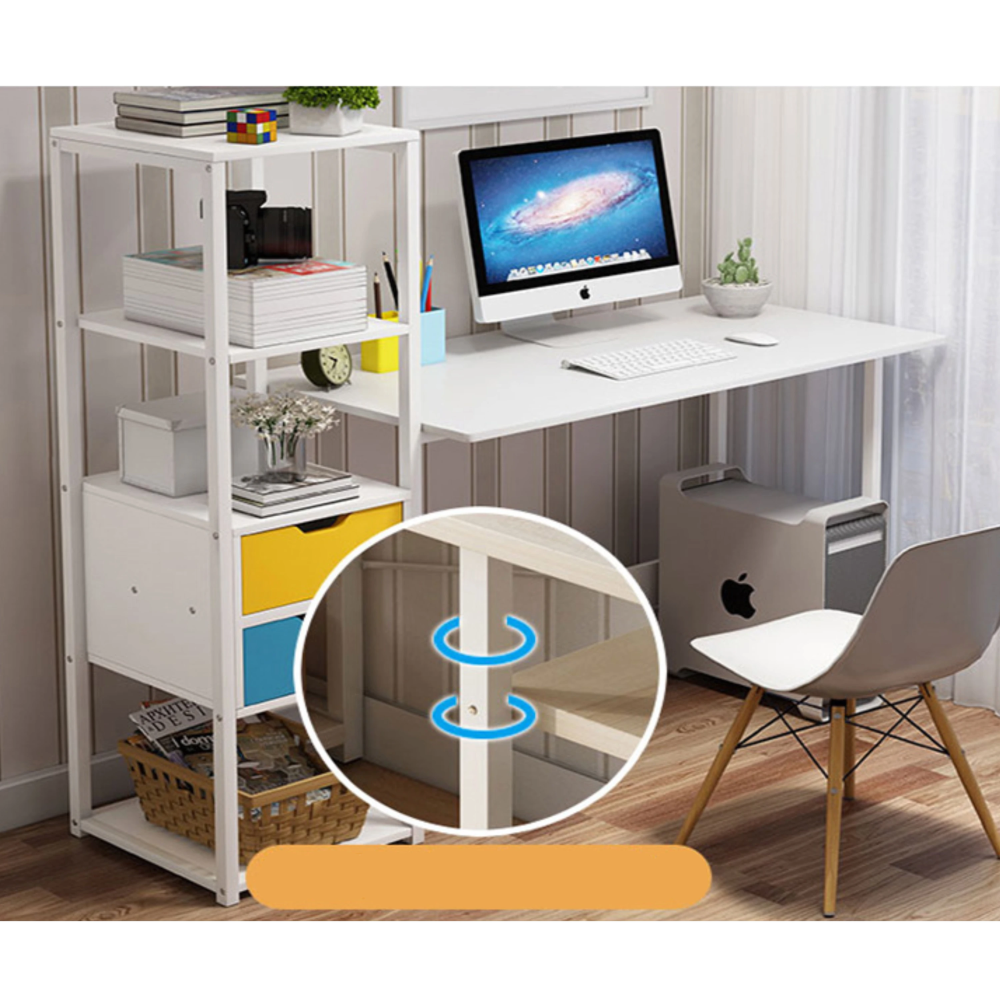 שולחן מחשב כתיבה כולל מדפים 120 ס"מ רוחב Rosso Italy MSR-1139 - צבע לבן - יבואן רשמי