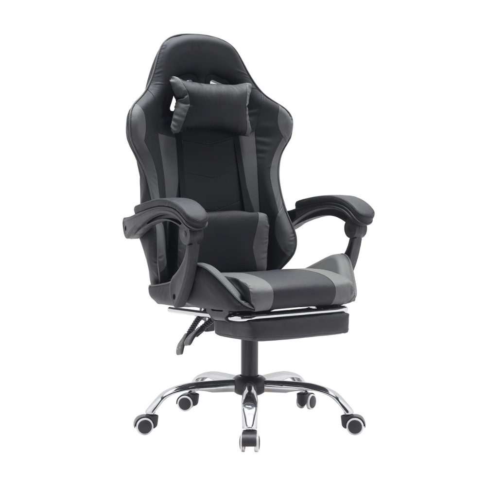 כסא גיימרים עם הדום ומסאז' רטט RSM-1044 שחור עם אפור ROSSO ITALY - יבואן רשמי