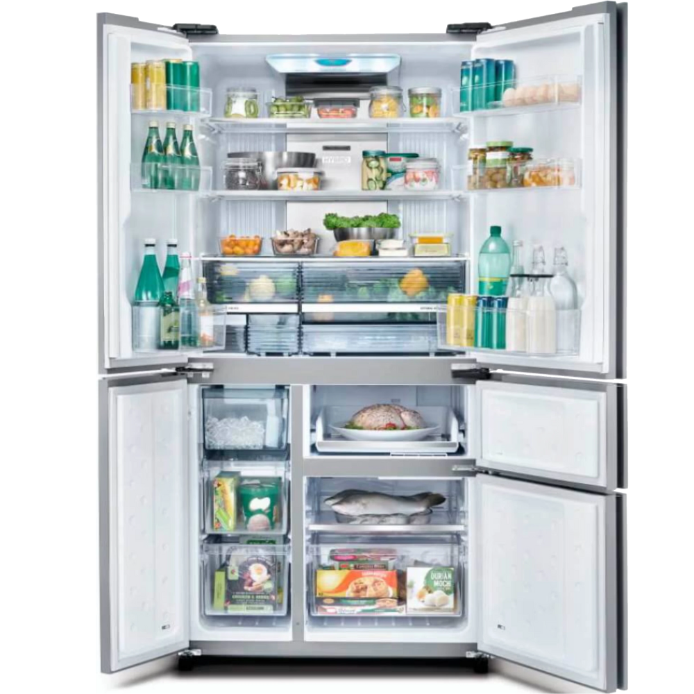 מקרר 5 דלתות 668 ליטר נטו Sharp SJ-FS920-WH - גימור זכוכית לבנה - יבואן רשמי