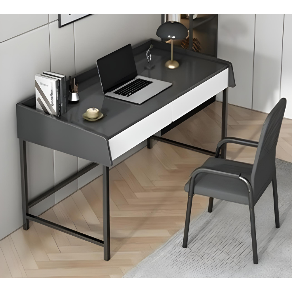 שולחן מחשב קונסולה שידת כניסה רוחב 80 ס"מ עם מגירות Rosso Italy RSM-2066 משטח עליון כהה ומגירות לבנות - יבואן רשמי