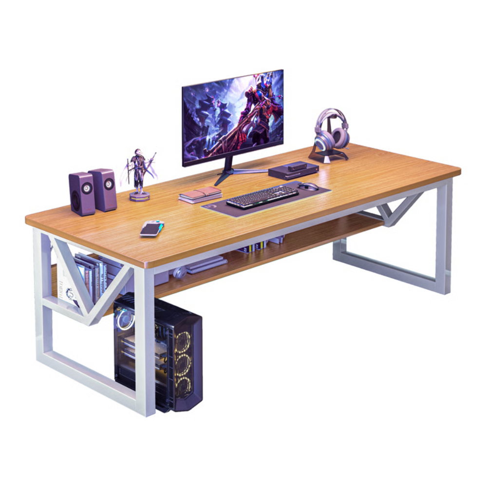 שולחן מחשב / כתיבה ענק דגם RSM-1008 רוחב 1.4 מטר צבע שלדה לבנה משולב עץ מבית Rosso italy - יבואן רשמי