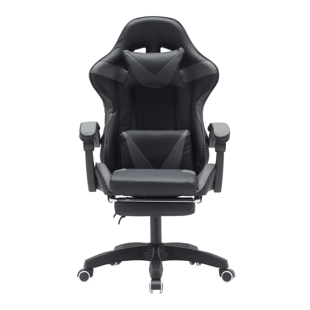 כסא גיימרים עם הדום ומסאז' רטט Rosso Italy RSM-1042 - צבע שחור ואפור - יבואן רשמי