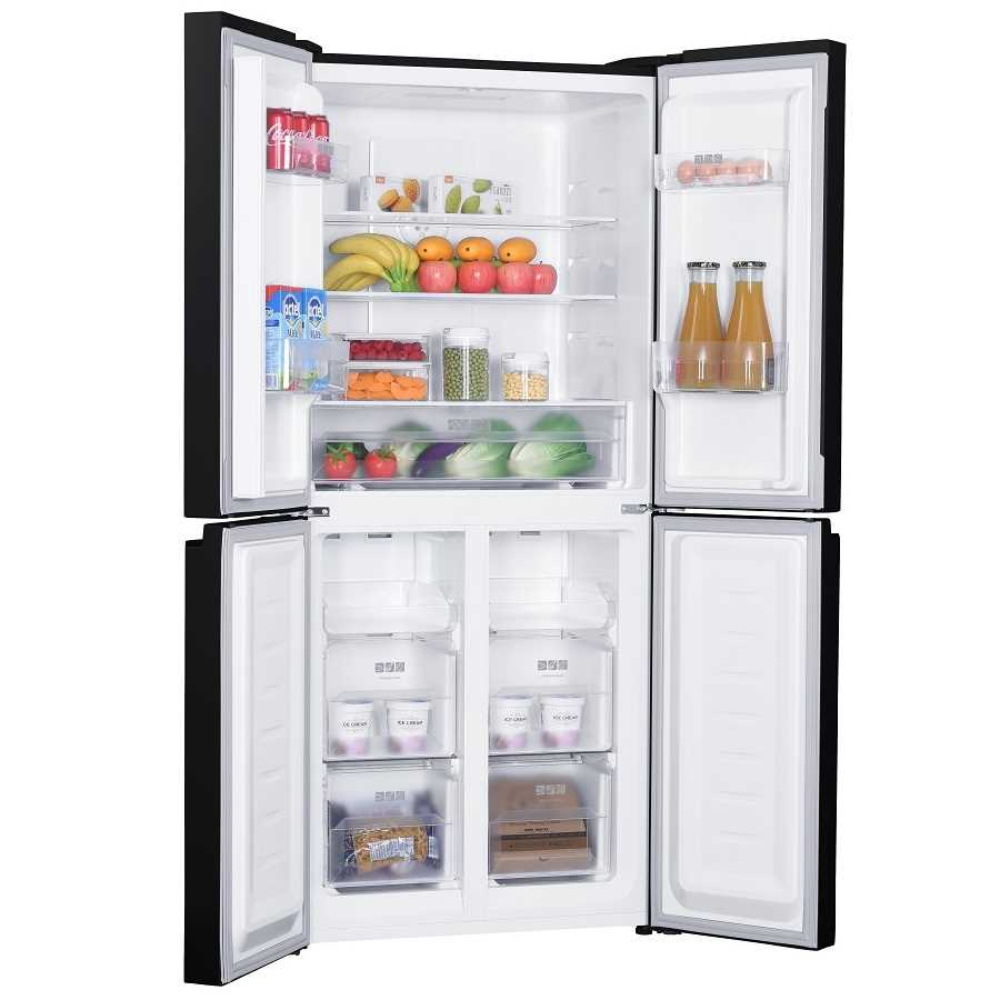 מקרר 4 דלתות מקפיא תחתון 401 ליטר נטו Sharp SJ-8435 - גימור זכוכית שחורה - יבואן רשמי