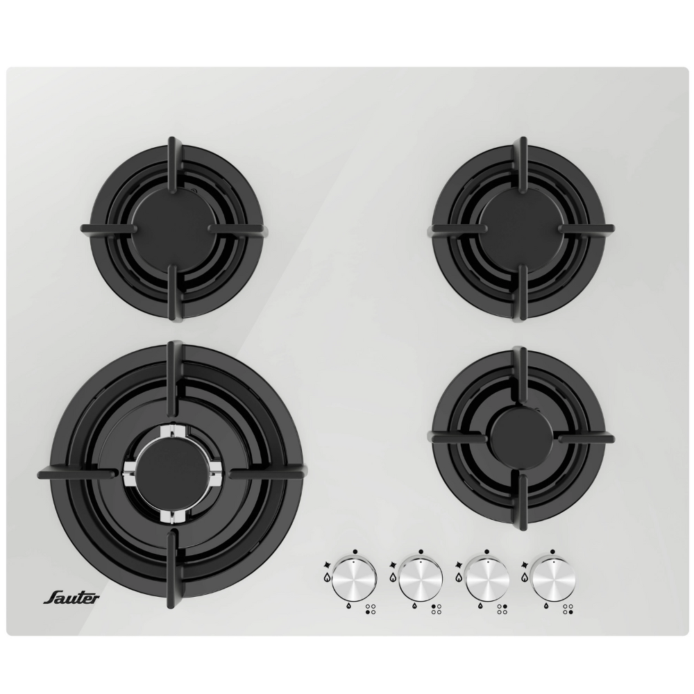 כיריים גז זכוכית 4 להבות Sauter SHG318W - צבע לבן אחריות ע"י - יבואן הרשמי