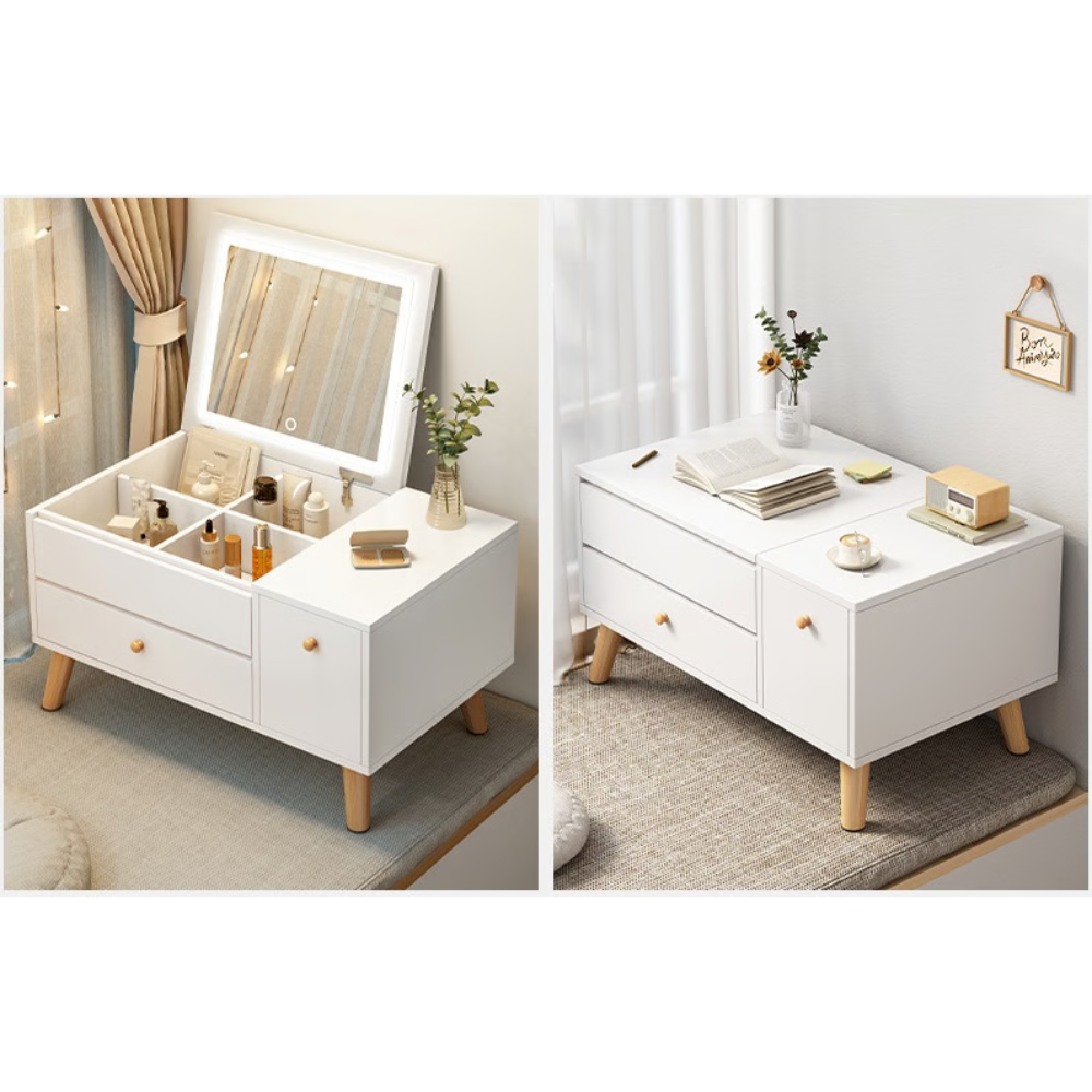 שידת איפור נמוכה עם מראה דגם MSR-1119 צבע לבן ROSSO ITALY - יבואן רשמי