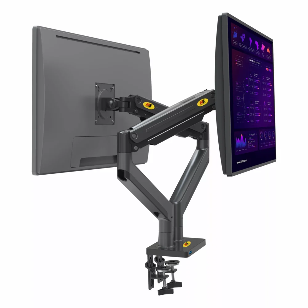 זרוע שולחנית דו מפרקית ארגונומית ל2 מסכי מחשב עד “32 NB - North Bayou NB-G35 - יבואן רשמי