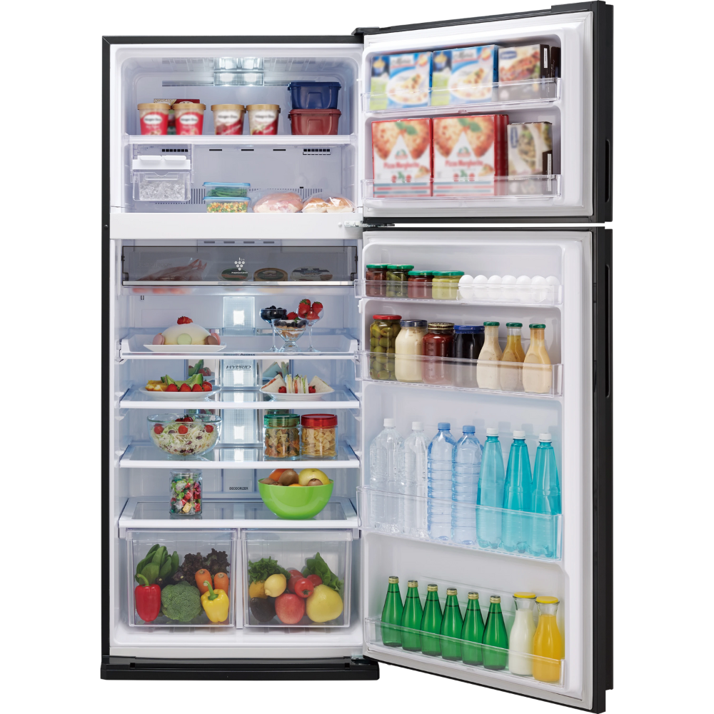 מקרר מקפיא עליון 588 ליטר נטו Sharp SJ-GPRN75D-BK - גימור זכוכית שחורה - יבואן רשמי