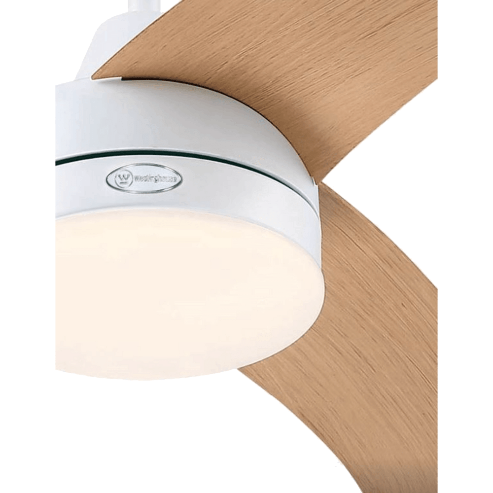 מאוורר תקרה עם שלט Westinghouse Longwood 52" CCT DC 24W - צבע לבן בשילוב עץ - K.B.V