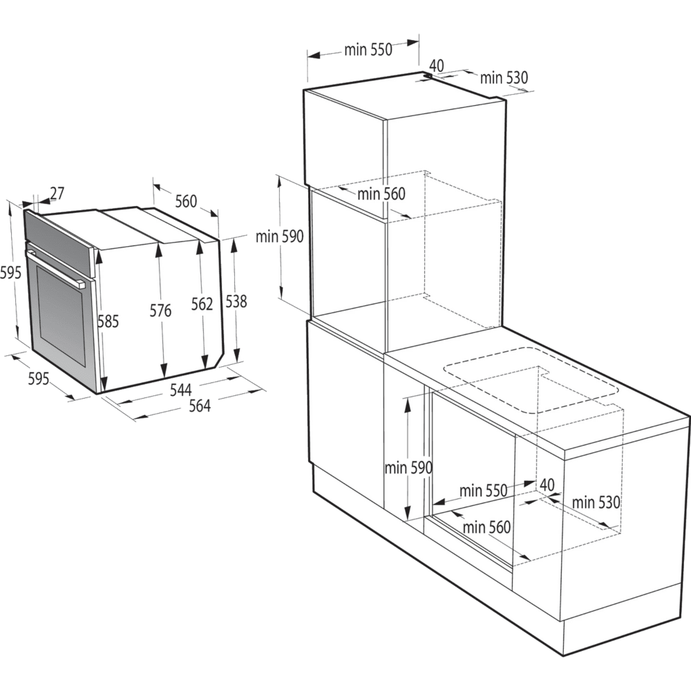 תנור אפייה בנוי פירוליטי 77 ליטר Gorenje Essential Line OPS84BG - גימור שחור - K.B.V