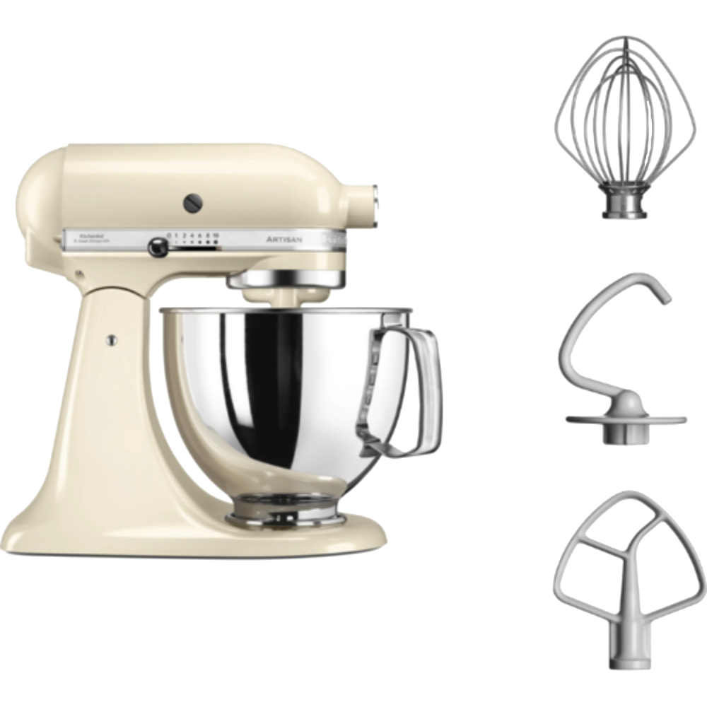 מיקסר שולחני עם קערת נירוסטה 4.8 ליטר KitchenAid Artisan 5KSM125IAC - צבע קרם שקד - יבואן רשמי