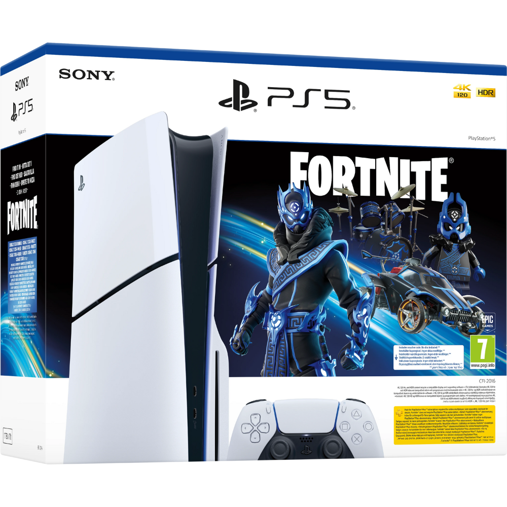קונסולה Sony PS5 PlayStation 5 Slim 1TB Blu-Ray Edition כולל שובר למשחק Fortnite - צבע לבן שנה אחריות ע"י - יבואן הרשמי