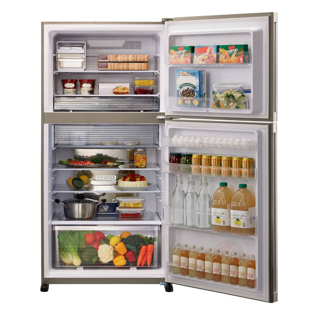 מקרר מקפיא עליון 604 ליטר נטו Sharp SJ-GTR820G-BK - גימור זכוכית שחורה - יבואן רשמי