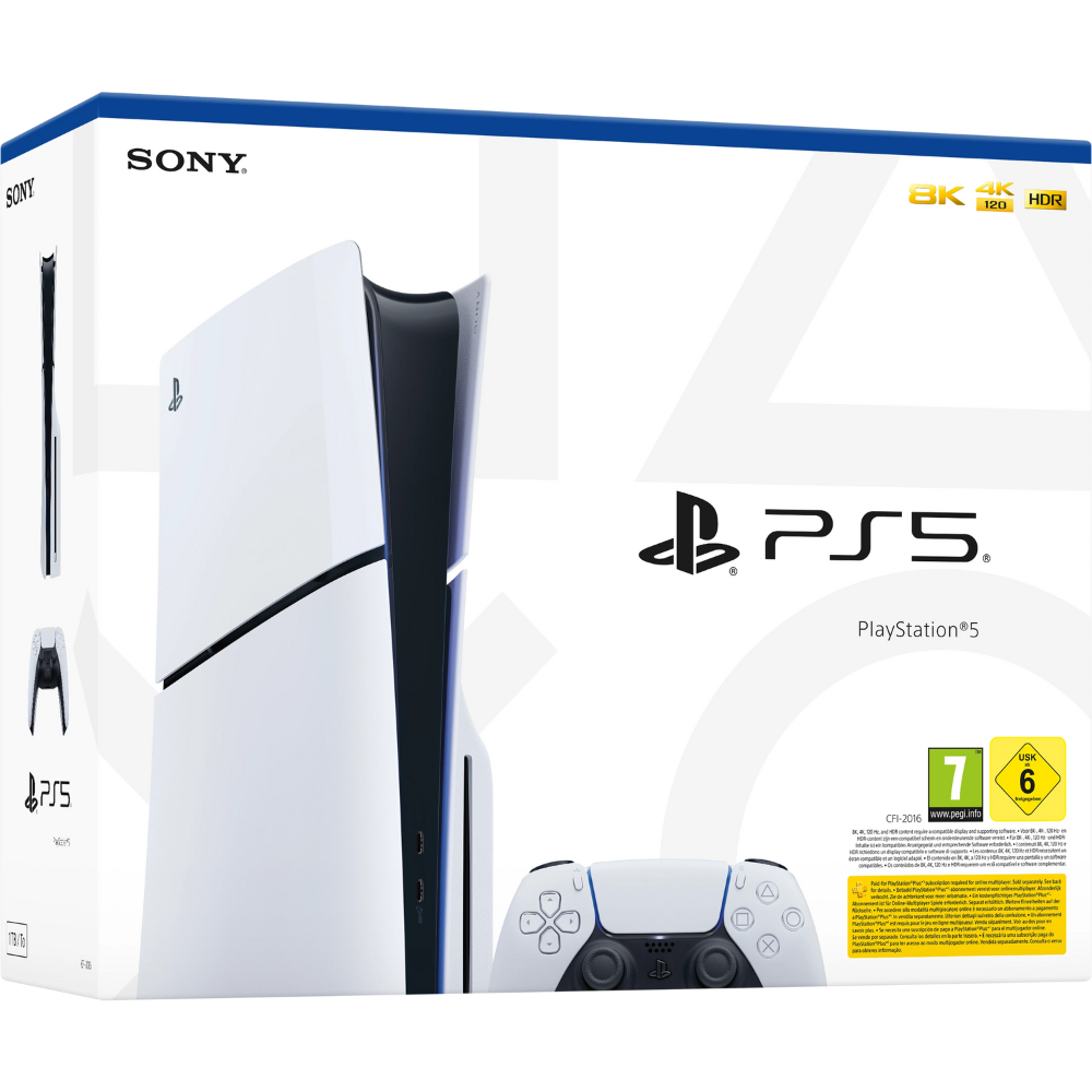 קונסולה Sony PS5 PlayStation 5 Slim 1TB Blu-Ray Edition - צבע לבן שנה אחריות ע"י - יבואן הרשמי